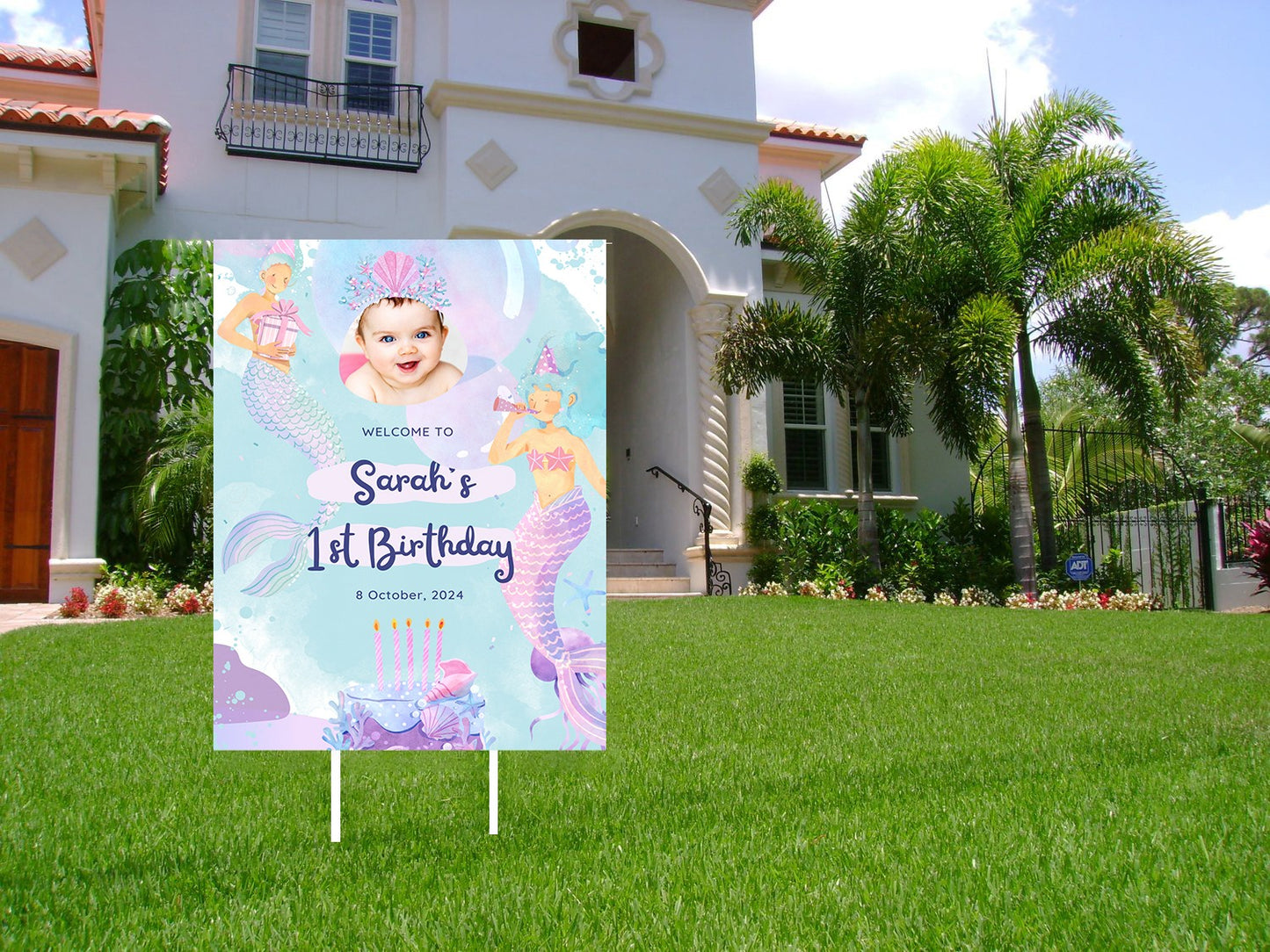 Mermaid Theme Birthday Party Welcome Board