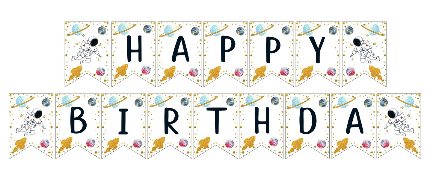 Space Theme Birthday Party Banner for Decoration