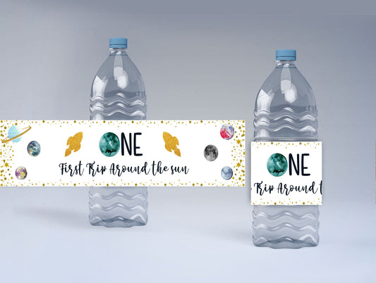 Space Theme Water Bottle Labels