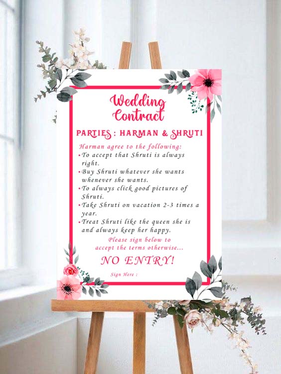 Wedding Contract For Wedding Entry - Wedding Function