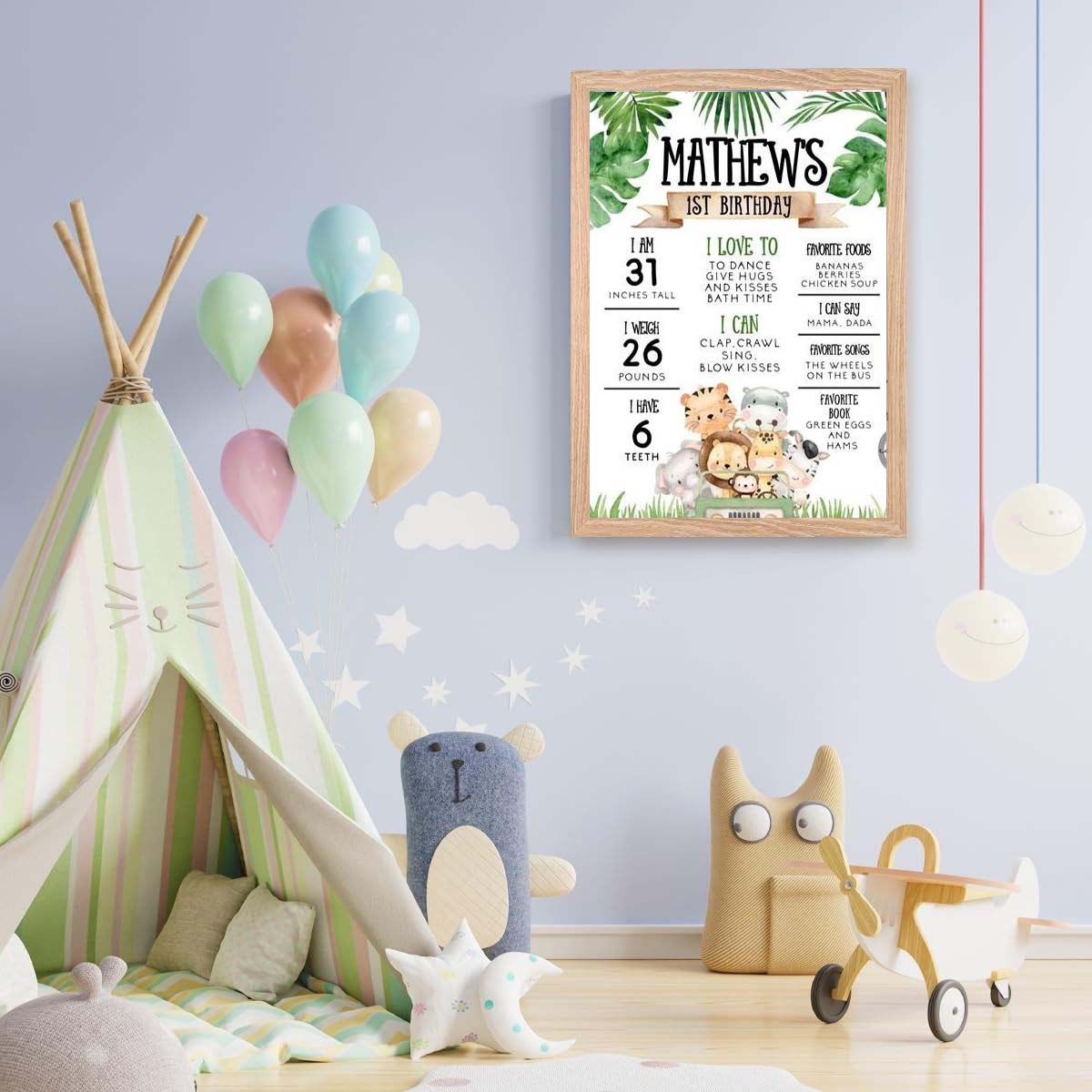 Jungle Safari Customized Chalkboard Milestone Board for Kids Birthday Party