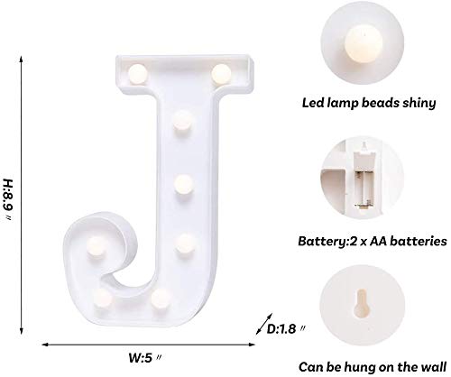 J Letter Light, Marquee Alphabet Light Letters for Room Decor Lights, Led Letters Alphabet for Decoration, Letter Lights for Birthday