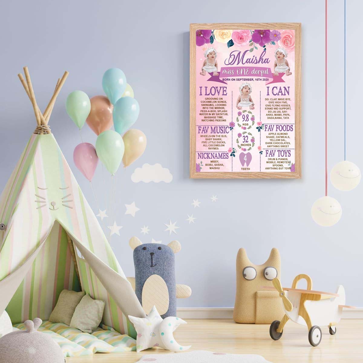 1st Birthday Customized Chalkboard Milestone Board for Kids Birthday Party
