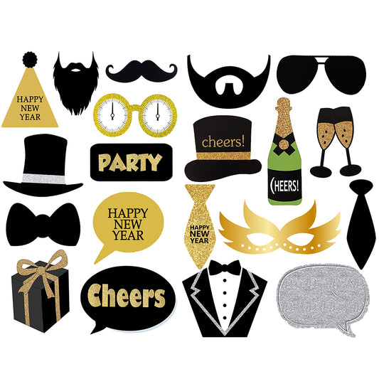 New Year Party Selfie Photo Booth Frame & Props