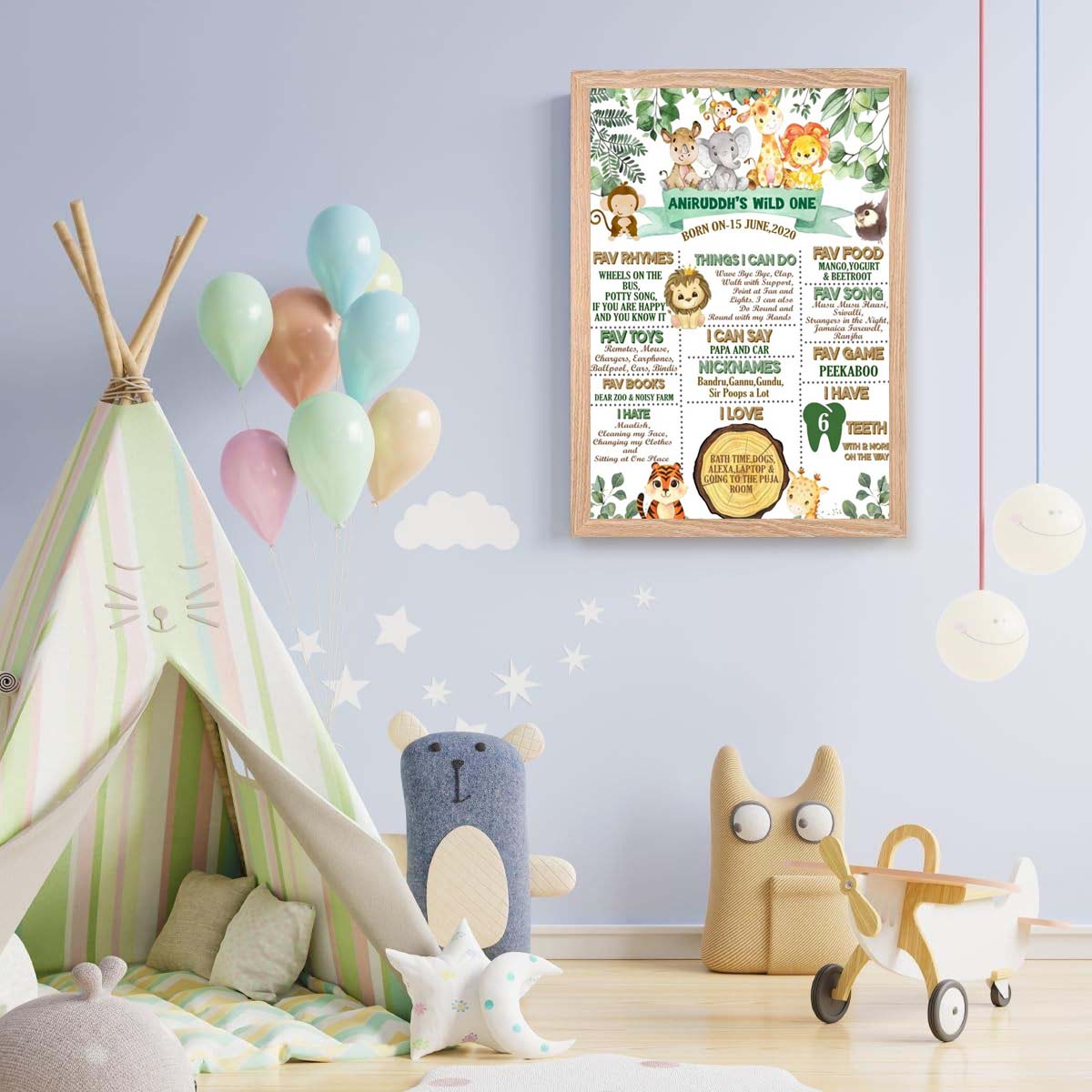 Jungle Safari Customized Chalkboard Milestone Board for Kids Birthday Party