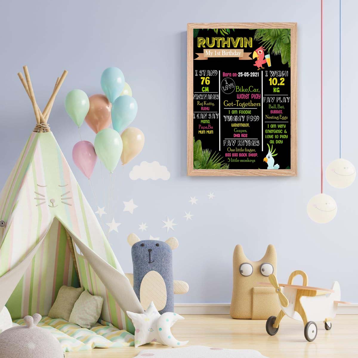 Birds Theme Customized Chalkboard Milestone Board for Kids Birthday Party