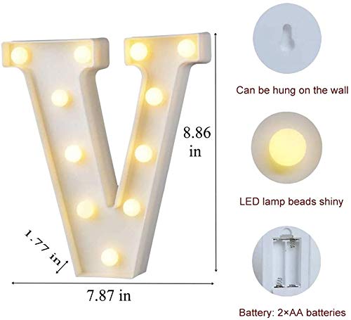 V Letter Light, Marquee Alphabet Light Letters for Room Decor Lights, Led Letters Alphabet for Decoration, Letter Lights for Birthday