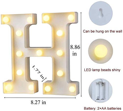 H Letter Light, Marquee Alphabet Light Letters for Room Decor Lights, Led Letters Alphabet for Decoration, Letter Lights for Birthday