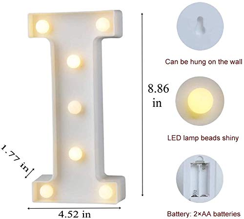 I Letter Light, Marquee Alphabet Light Letters for Room Decor Lights, Led Letters Alphabet for Decoration, Letter Lights for Birthday
