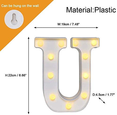 U Letter Light, Marquee Alphabet Light Letters for Room Decor Lights, Led Letters Alphabet for Decoration, Letter Lights for Birthday