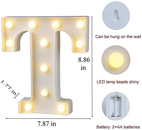 T Letter Light, Marquee Alphabet Light Letters for Room Decor Lights, Led Letters Alphabet for Decoration, Letter Lights for Birthday