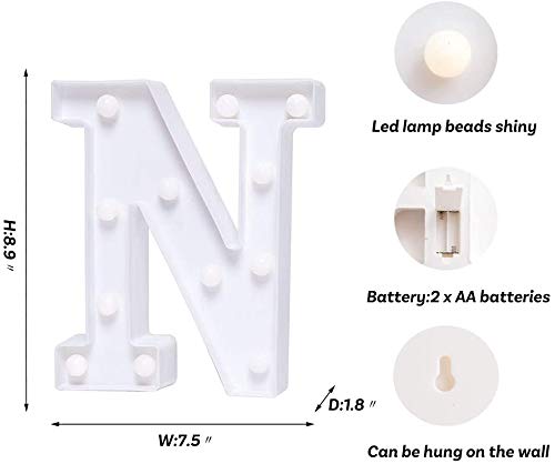 N Letter Light, Marquee Alphabet Light Letters for Room Decor Lights, Led Letters Alphabet for Decoration, Letter Lights for Birthday