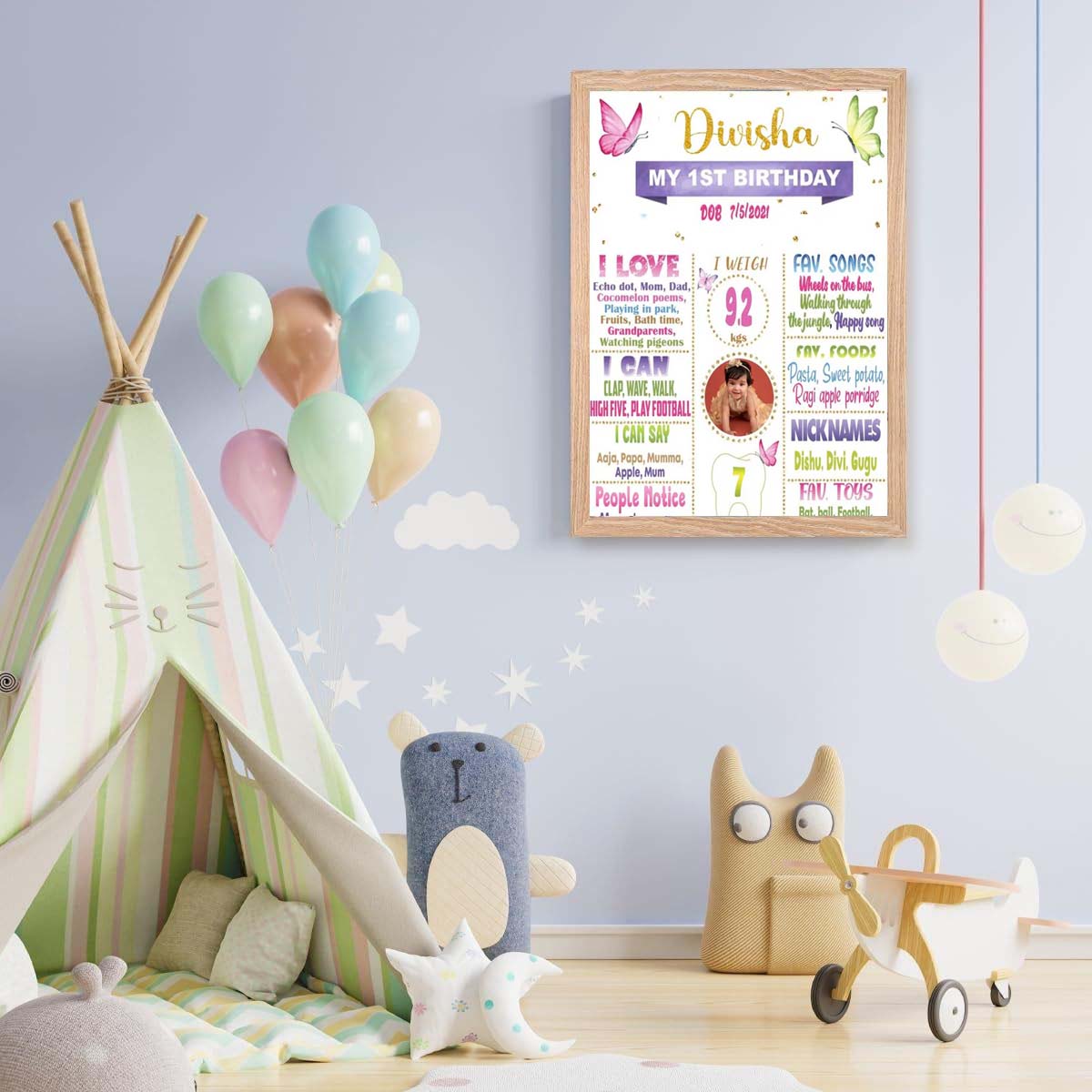1st Birthday Customized Chalkboard Milestone Board for Kids Birthday Party