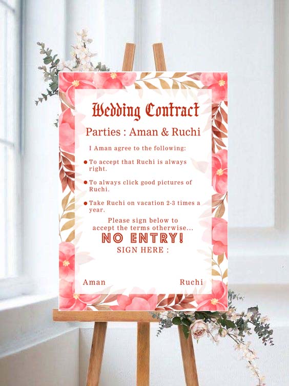 Wedding Contract For Wedding Entry - Wedding Function