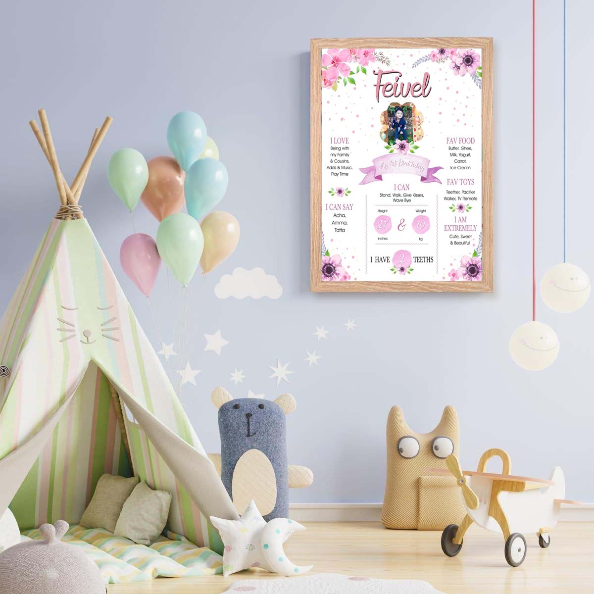 1st Birthday Customized Chalkboard/Milestone Board for Kids Birthday Party