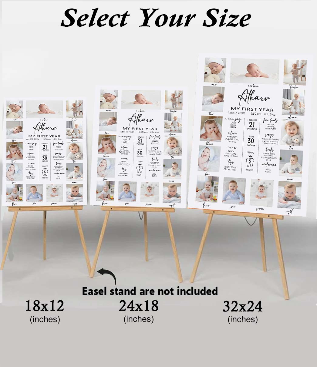 My First Year Customized Milestone Board for Kids Birthday Party(New Born -12 months)