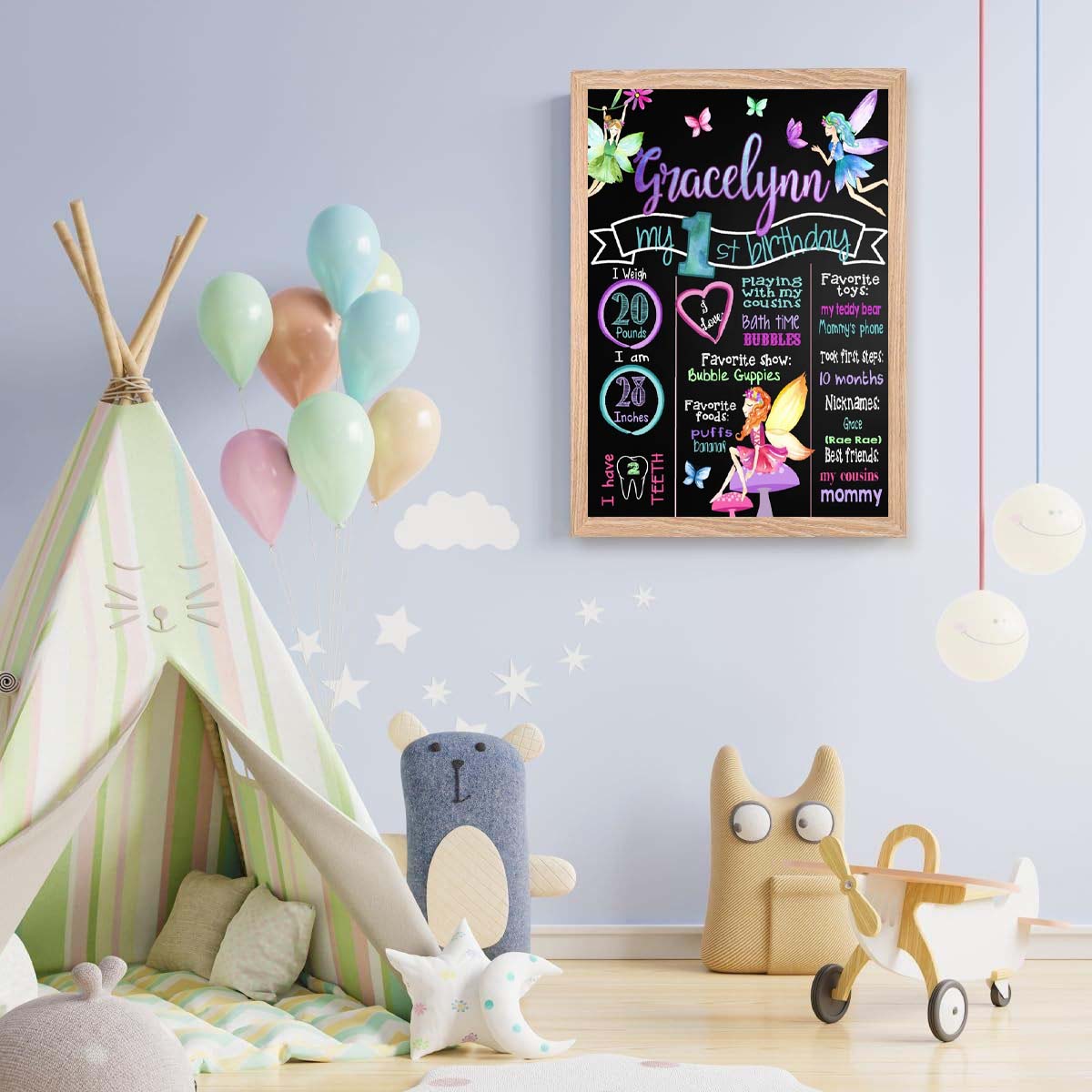 Butterfly & Fairies Theme Chalkboard/Milestone Board