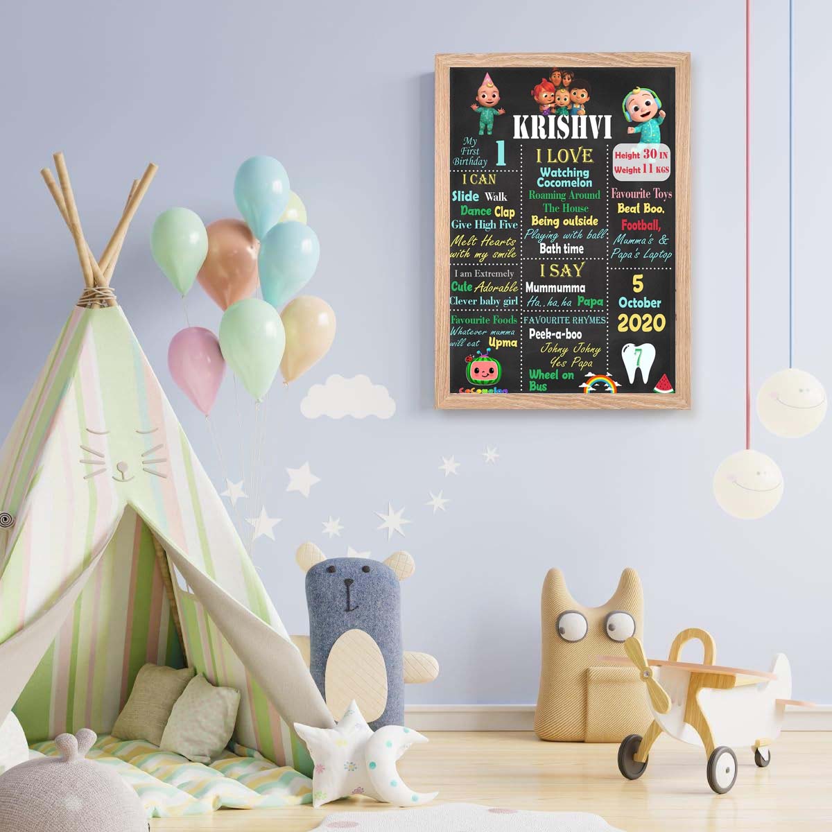 Cocomelon Customized Chalkboard/Milestone Board for Kids Birthday Party