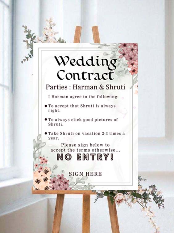 Wedding Contract For Wedding Entry - Wedding Function