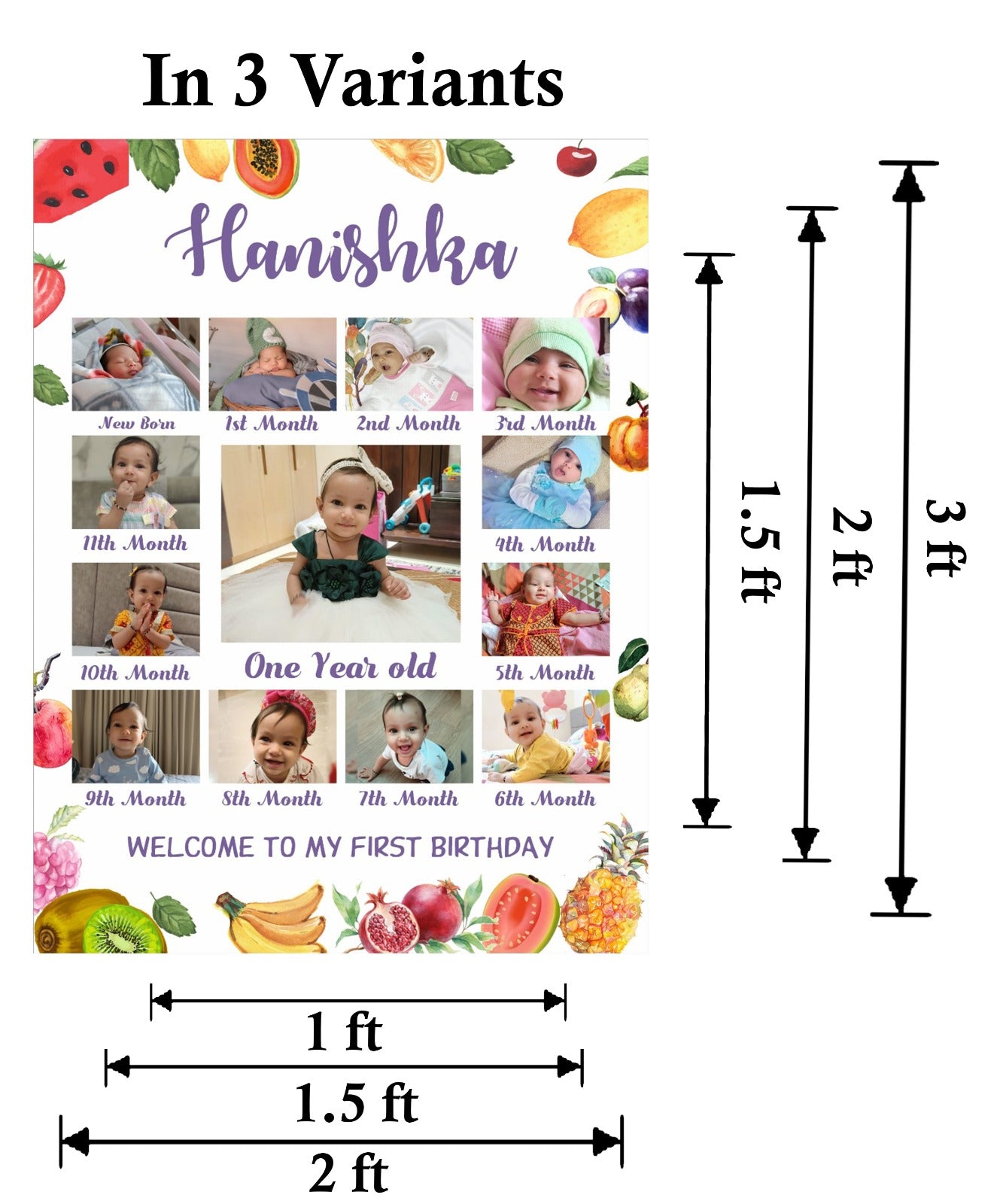 My First Year Customized Milestone Board for Kids Birthday Party(New Born -12 months )