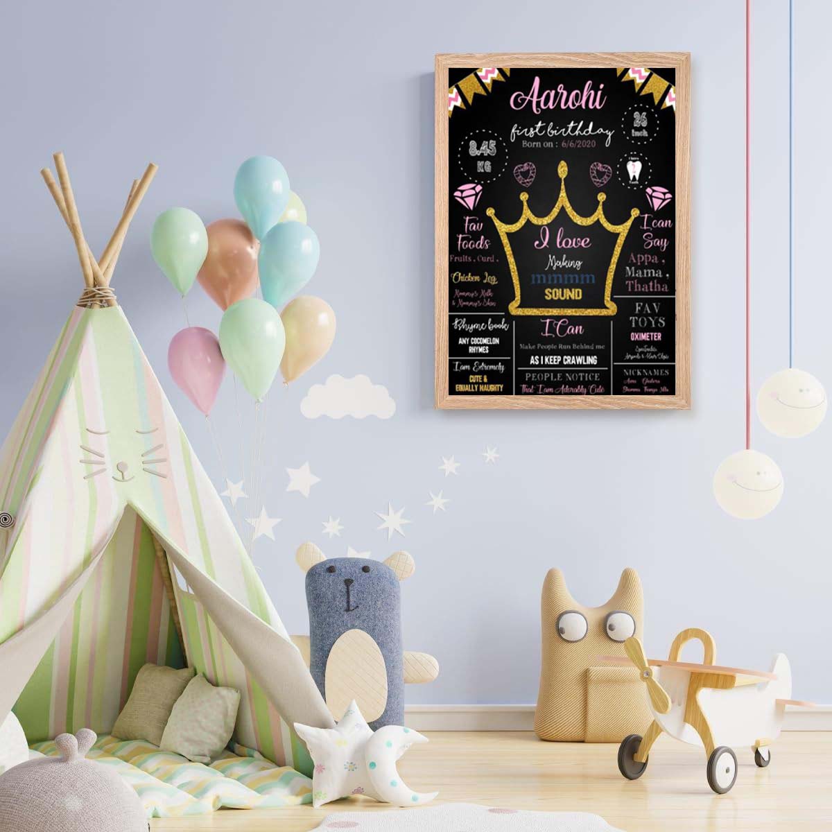 Princess Customized Chalkboard/Milestone Board for Kids Birthday Party