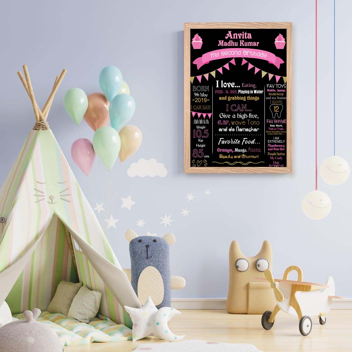 2nd Birthday Customized Chalkboard/Milestone Board for Kids Birthday Party