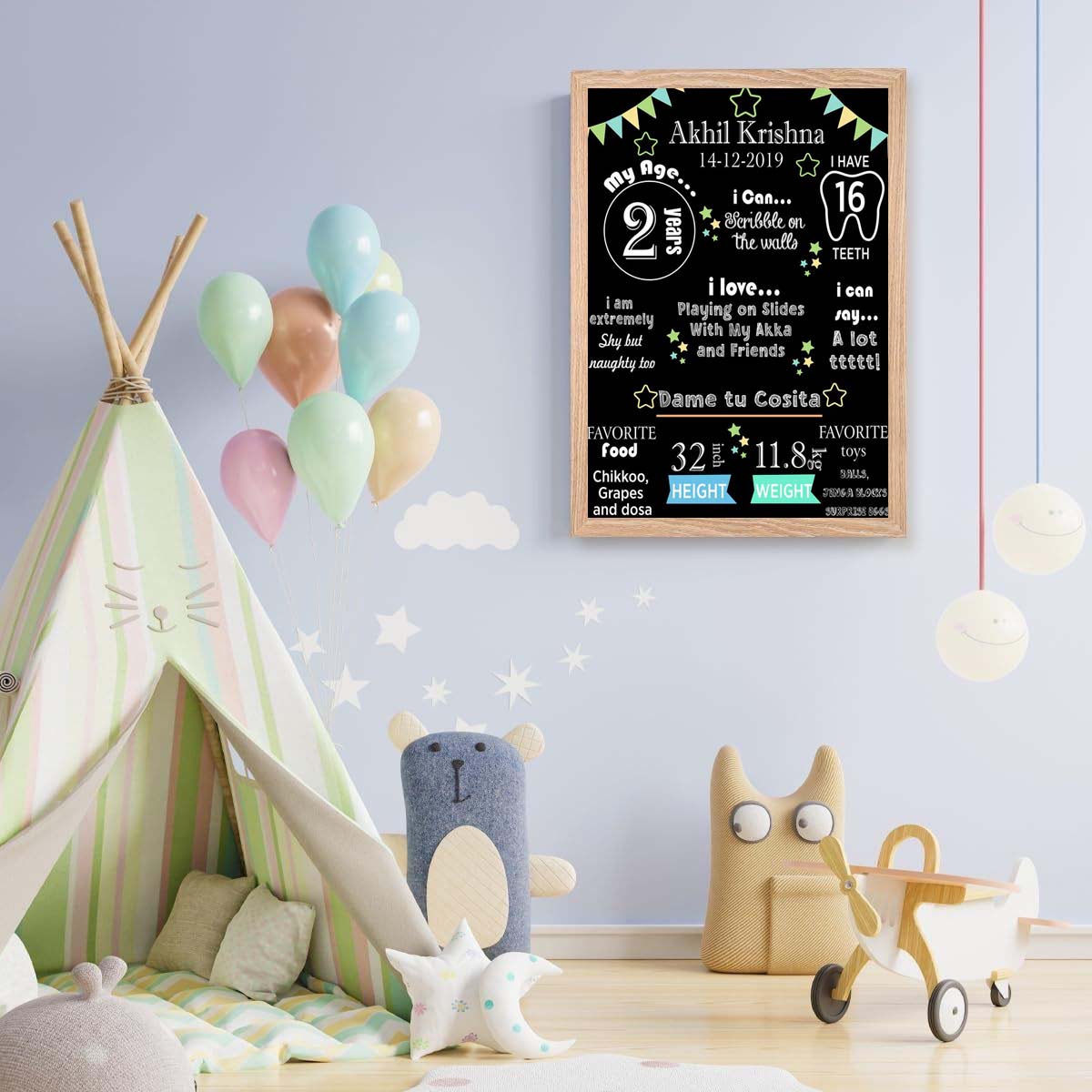 Customized Chalkboard/Milestone Board for Kids Birthday Party