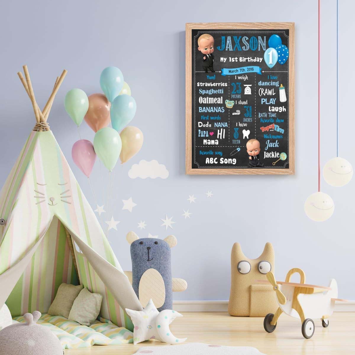 Boss Baby Theme Customized Chalkboard/Milestone Board for Kids Birthday Party