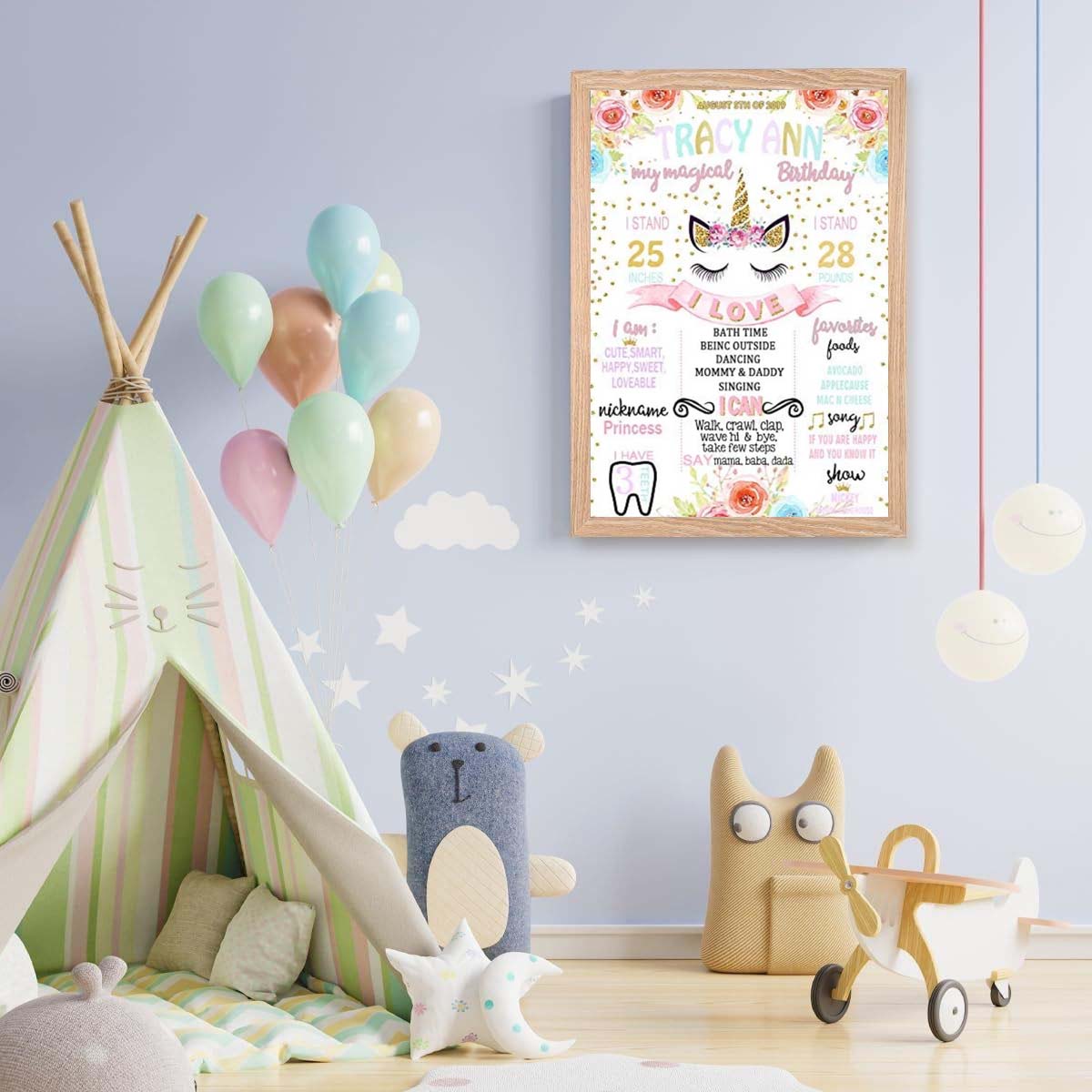Unicorn Theme Customized Chalkboard/Milestone Board for Kids Birthday Party