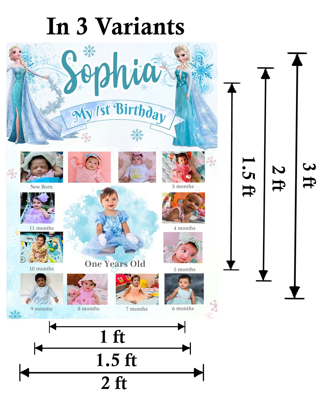 My First Year Customized Milestone Board for Kids Birthday Party(New Born -12 months )