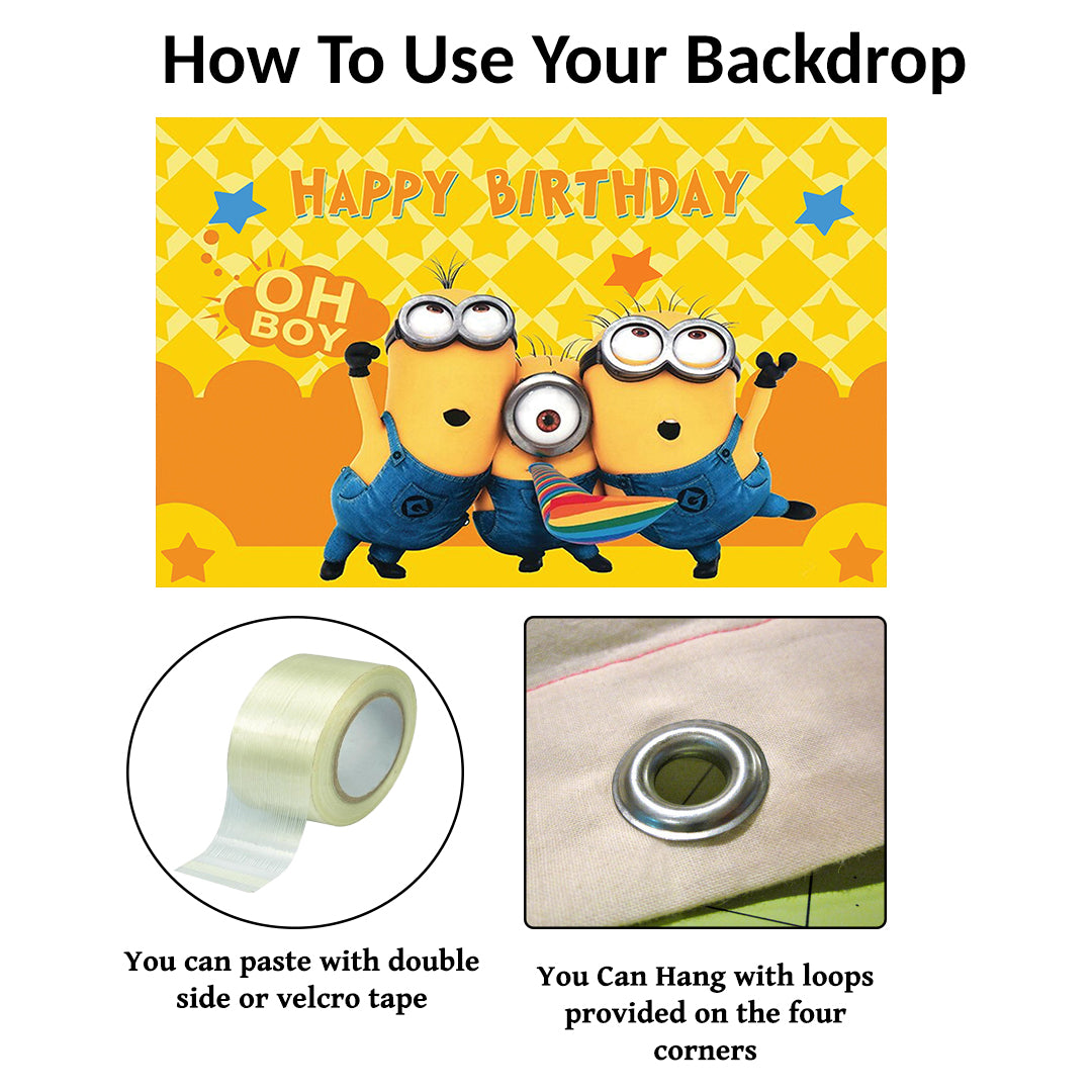 Minnion Theme Birthday Party Backdrop