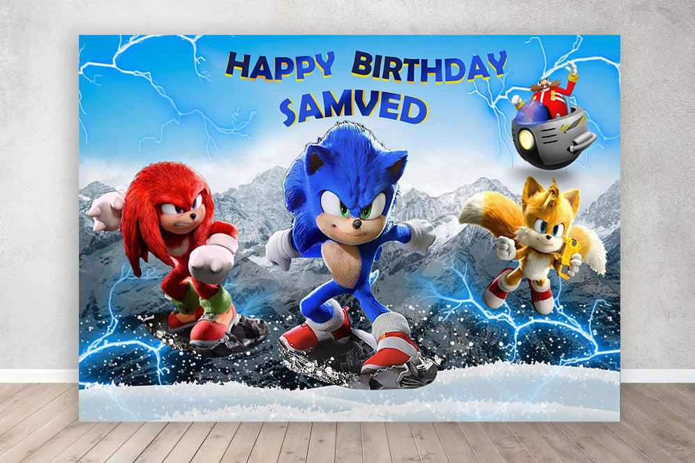 Digital SONIC Backdrop Party, Digital Baby Boy Birthday Party Supplies,  Poster, Digital Banner