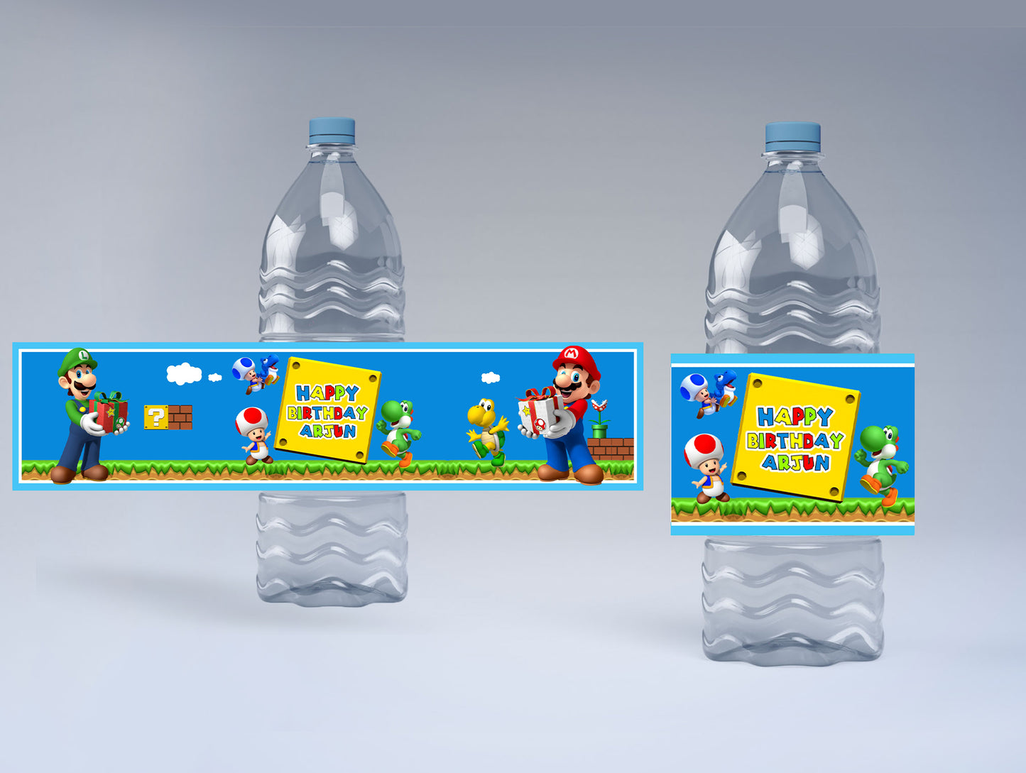Super Mario Theme Birthday Party Water Bottle Labels