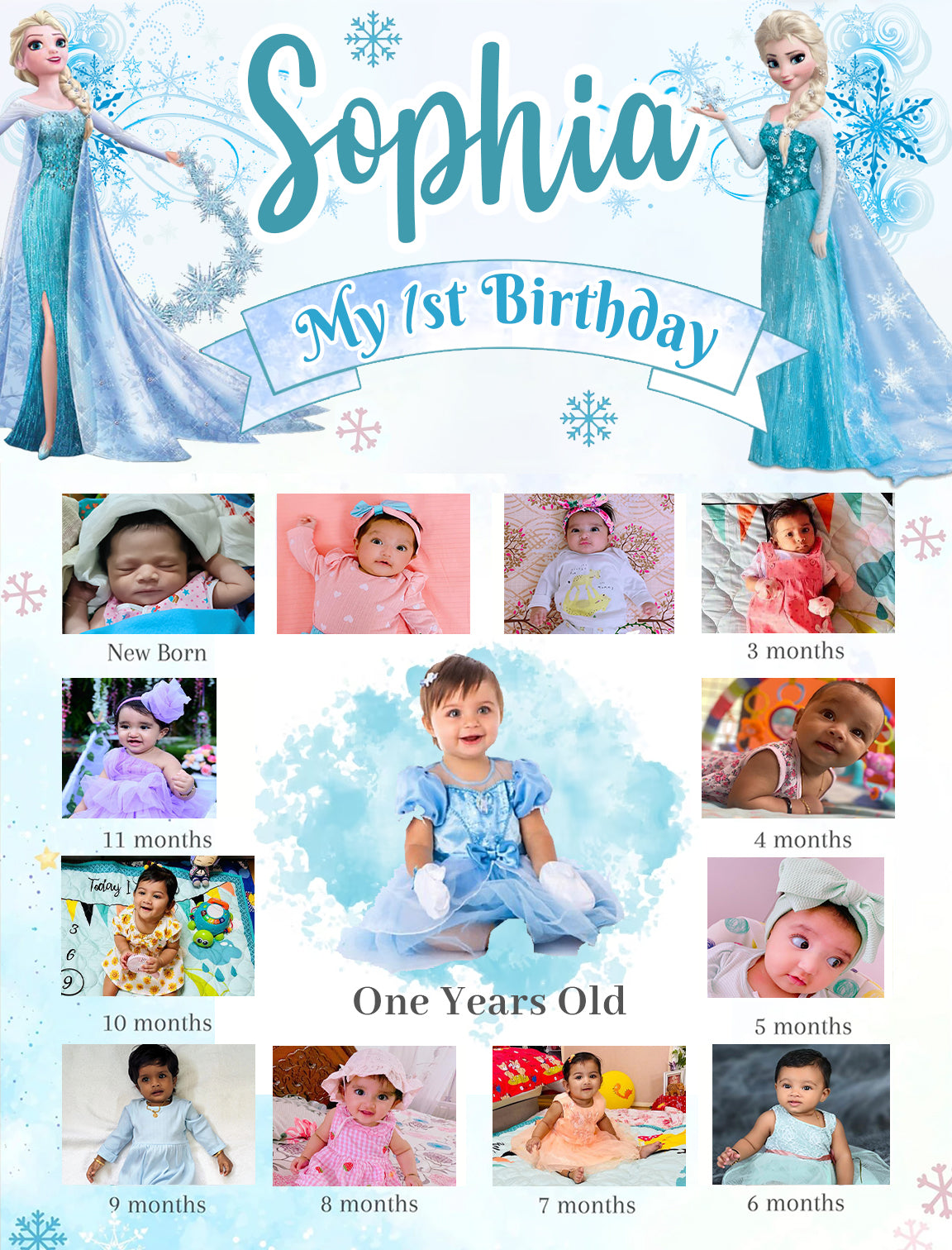 My First Year Customized Milestone Board for Kids Birthday Party(New Born -12 months )
