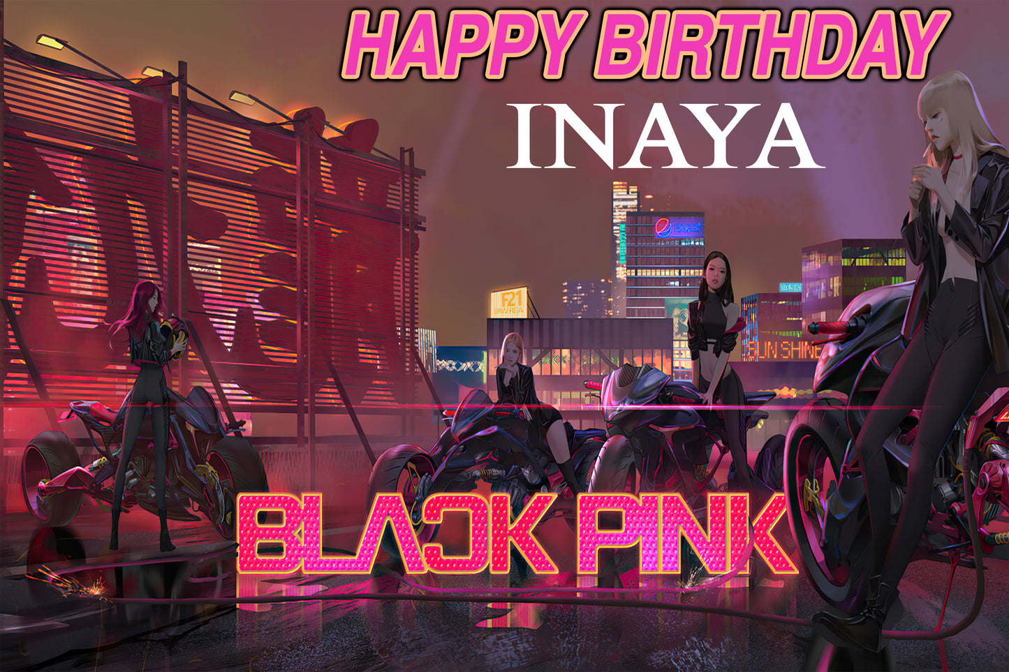Black Pink Theme Party Backdrop