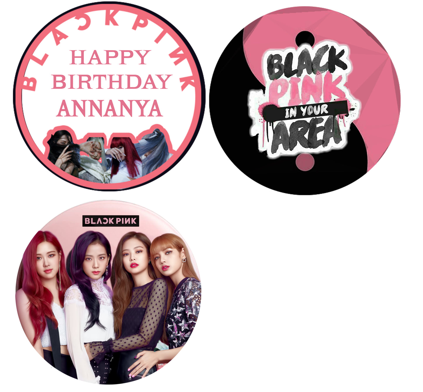Black Pink Theme Birthday Party Cupcake Toppers for Decoration