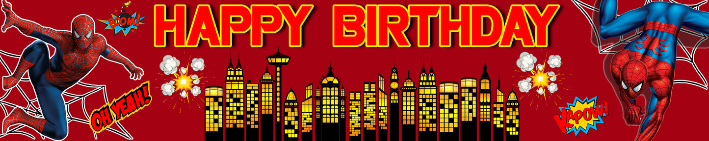 Spiderman Theme Birthday Long Banner for Decoration