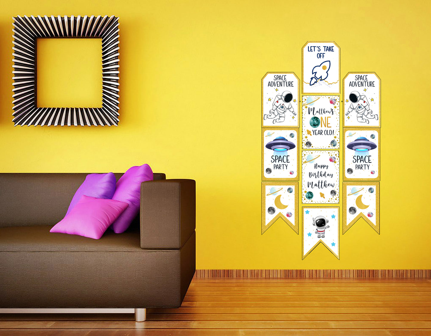 Space Theme Birthday Paper Door Banner for Wall Decoration