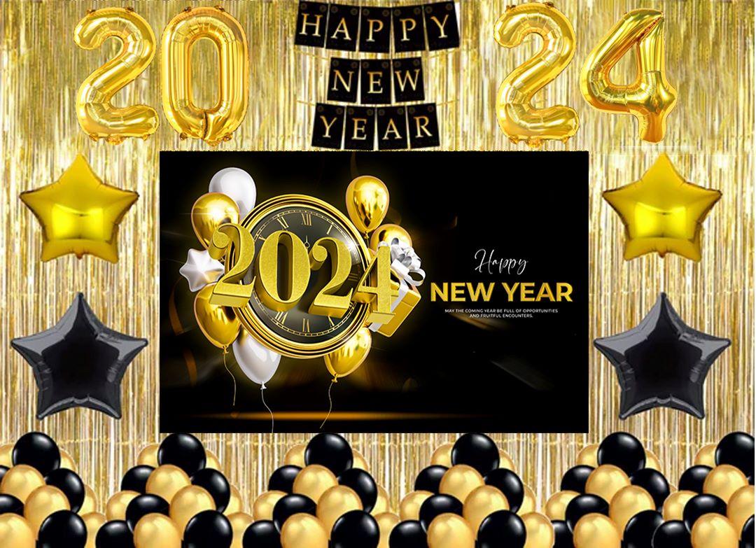 New Year Party Decorations Complete Set with Backdrop