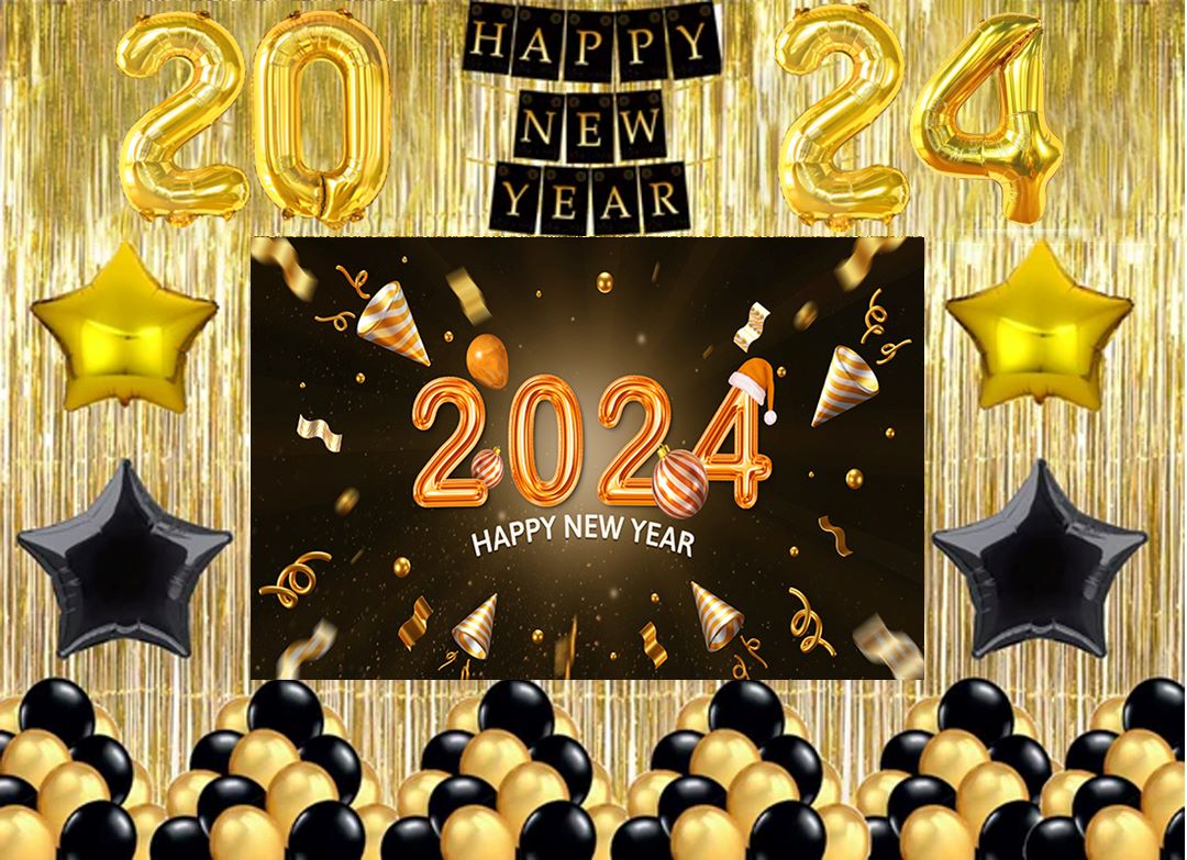 New Year Party Decorations Complete Set with Backdrop