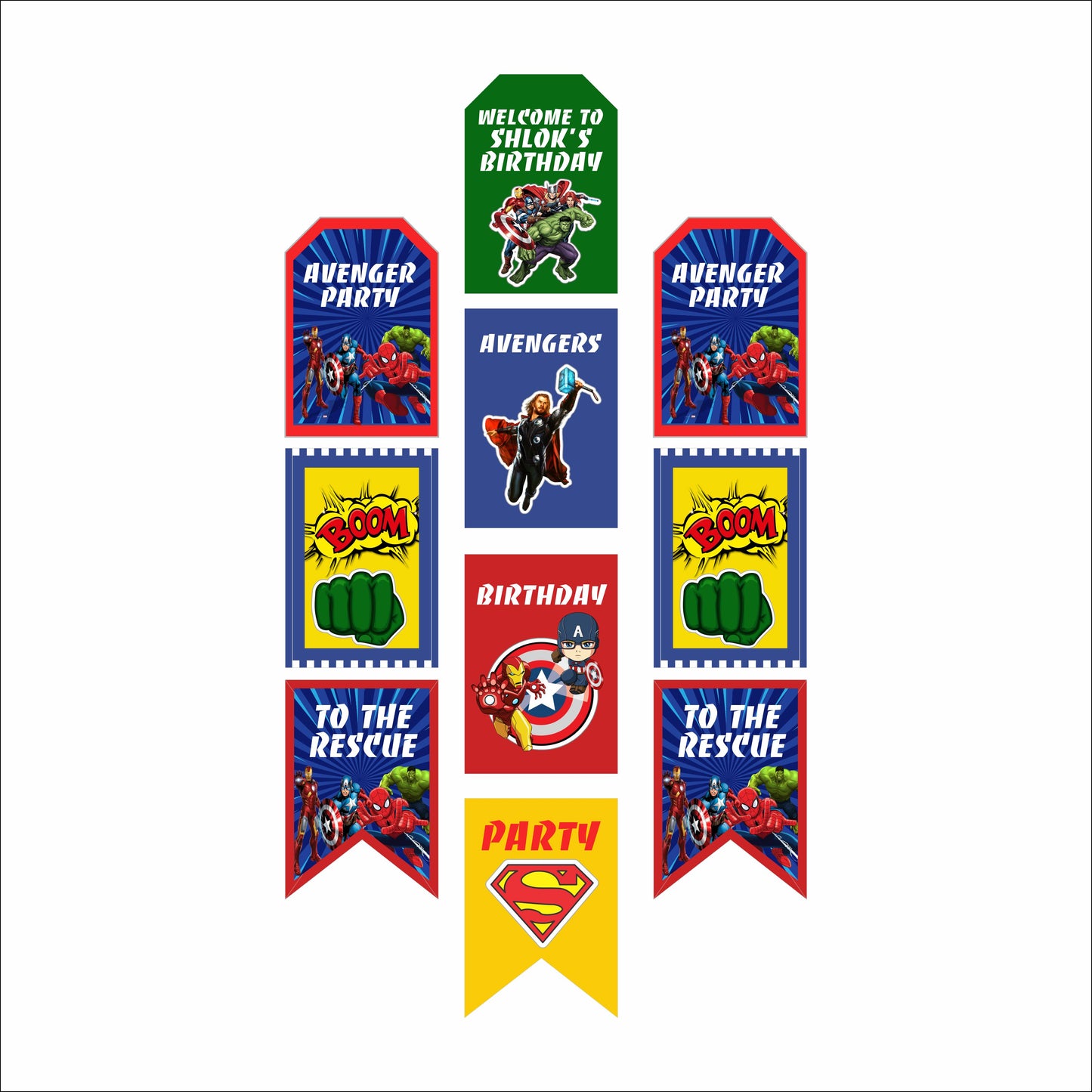 Avenger Theme Birthday Paper Door Banner for Wall Decoration