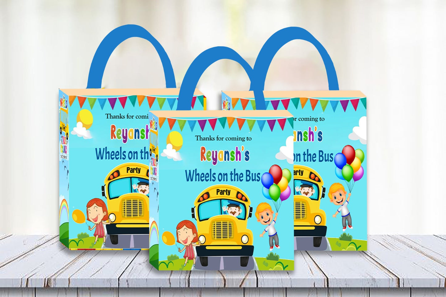 Wheel On The Bus Theme Birthday Party Gift Bags For Return Gifts