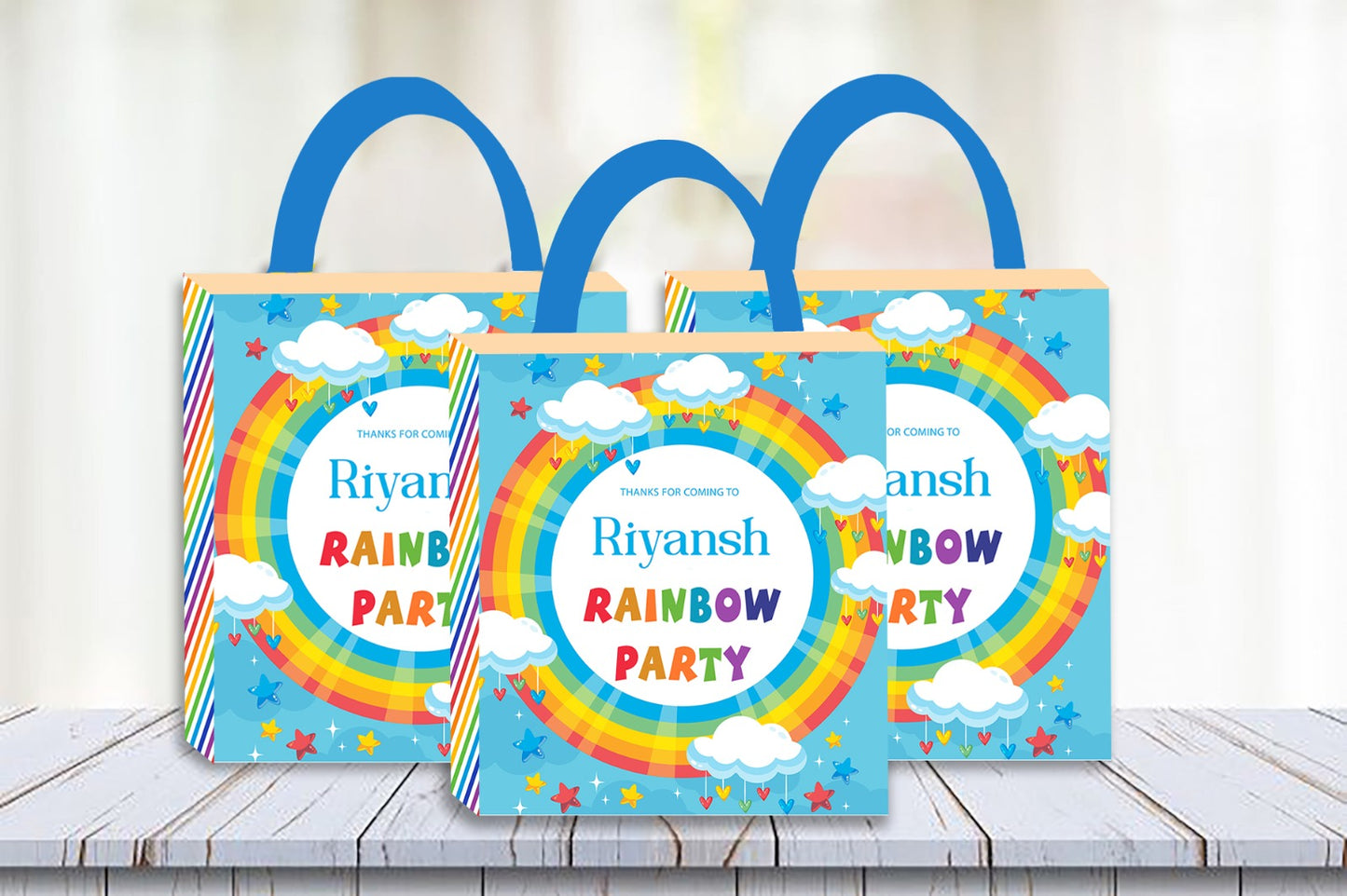 Rainbow Theme Birthday Party Gift Bags For Return Gifts