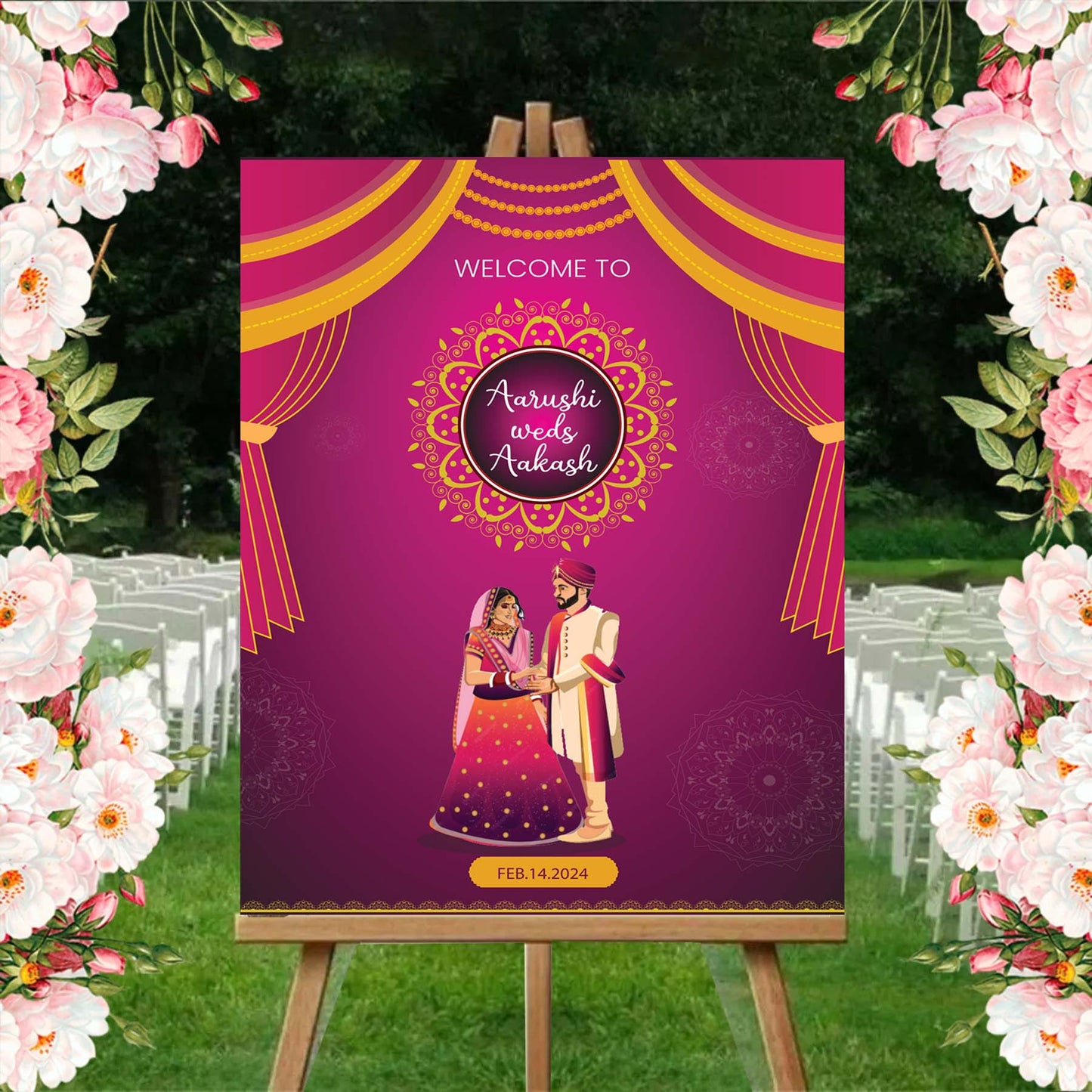 Wedding Ceremony Theme Party Welcome Board