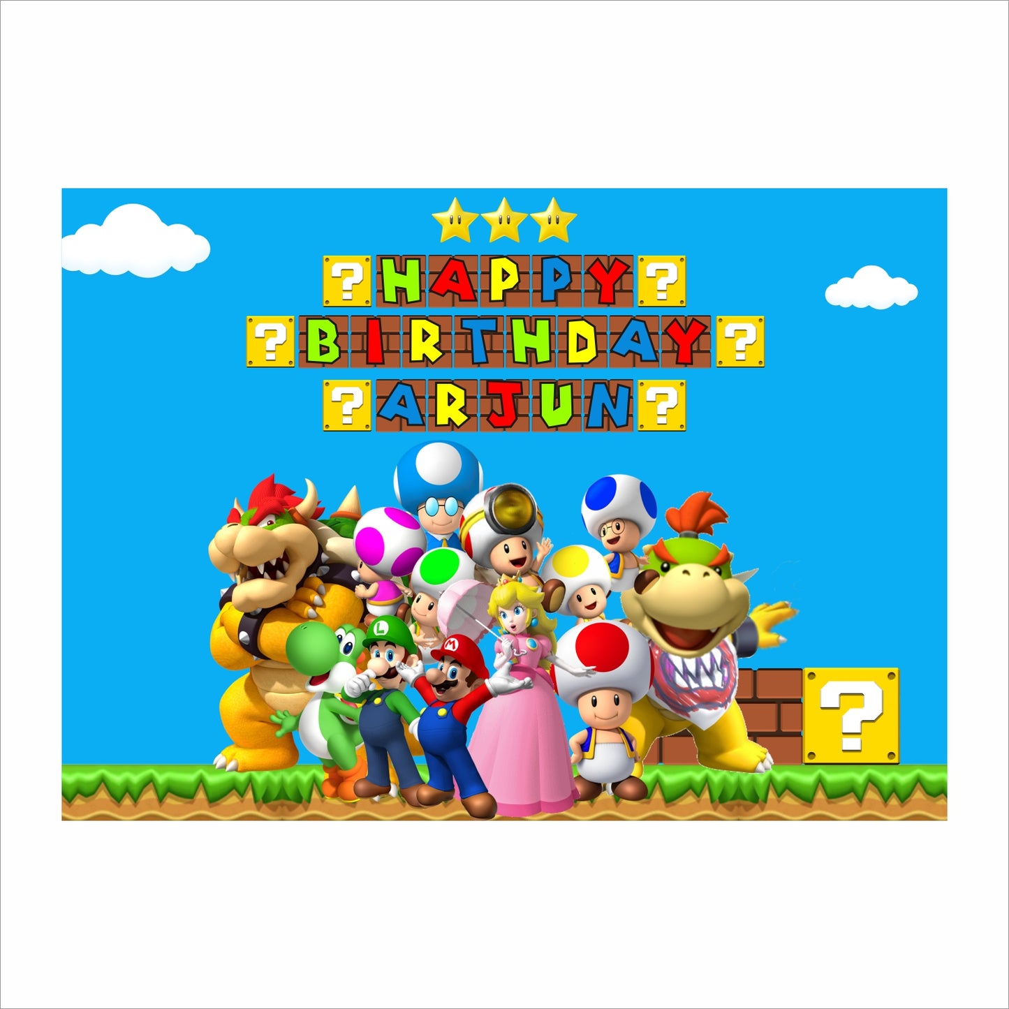 Super Mario Theme Birthday Party Backdrop