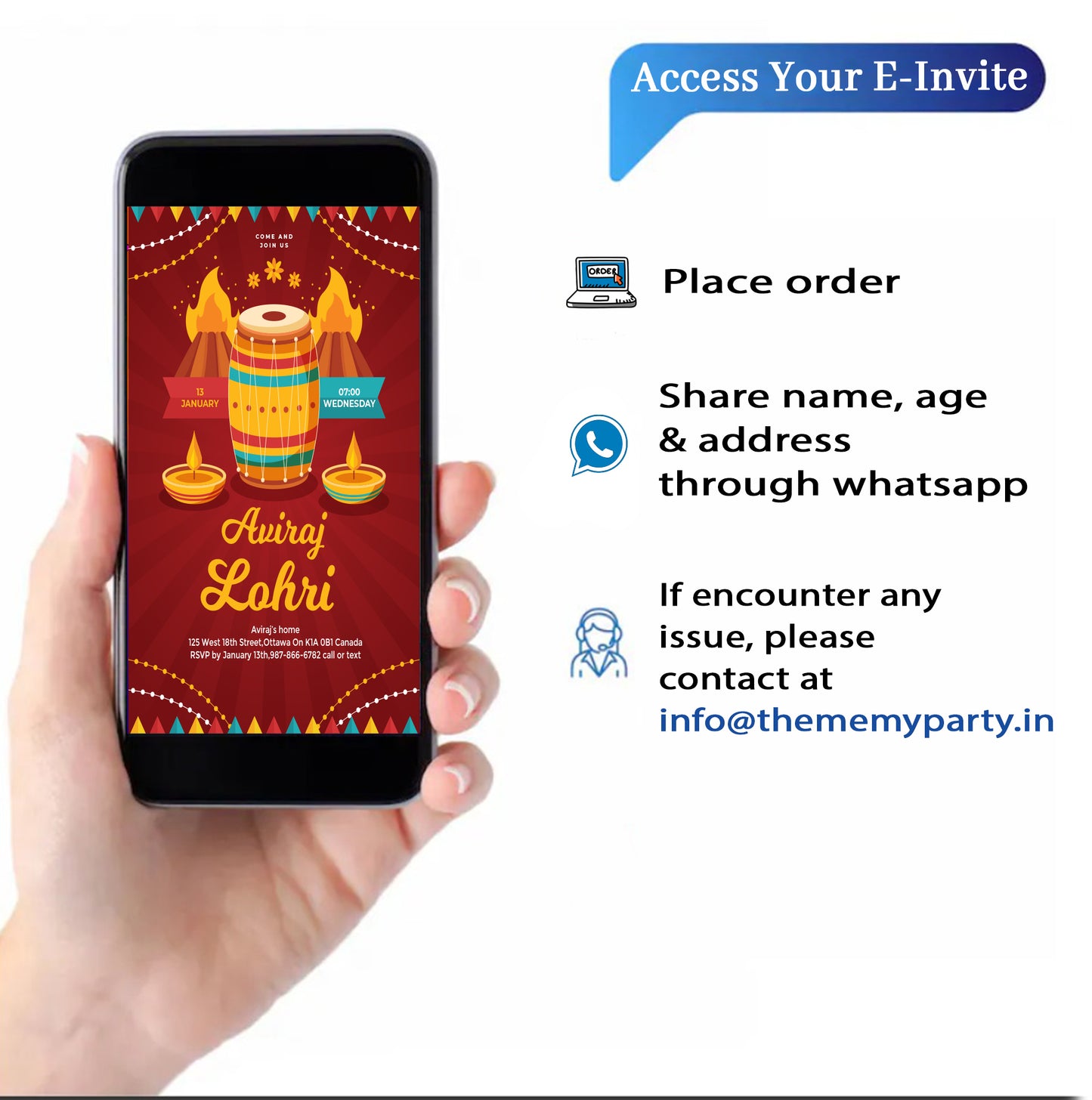 Lohri Theme Invitation for Birthday