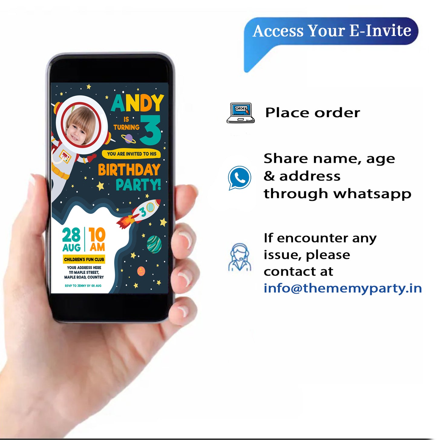 Space Theme Invitation for Birthday