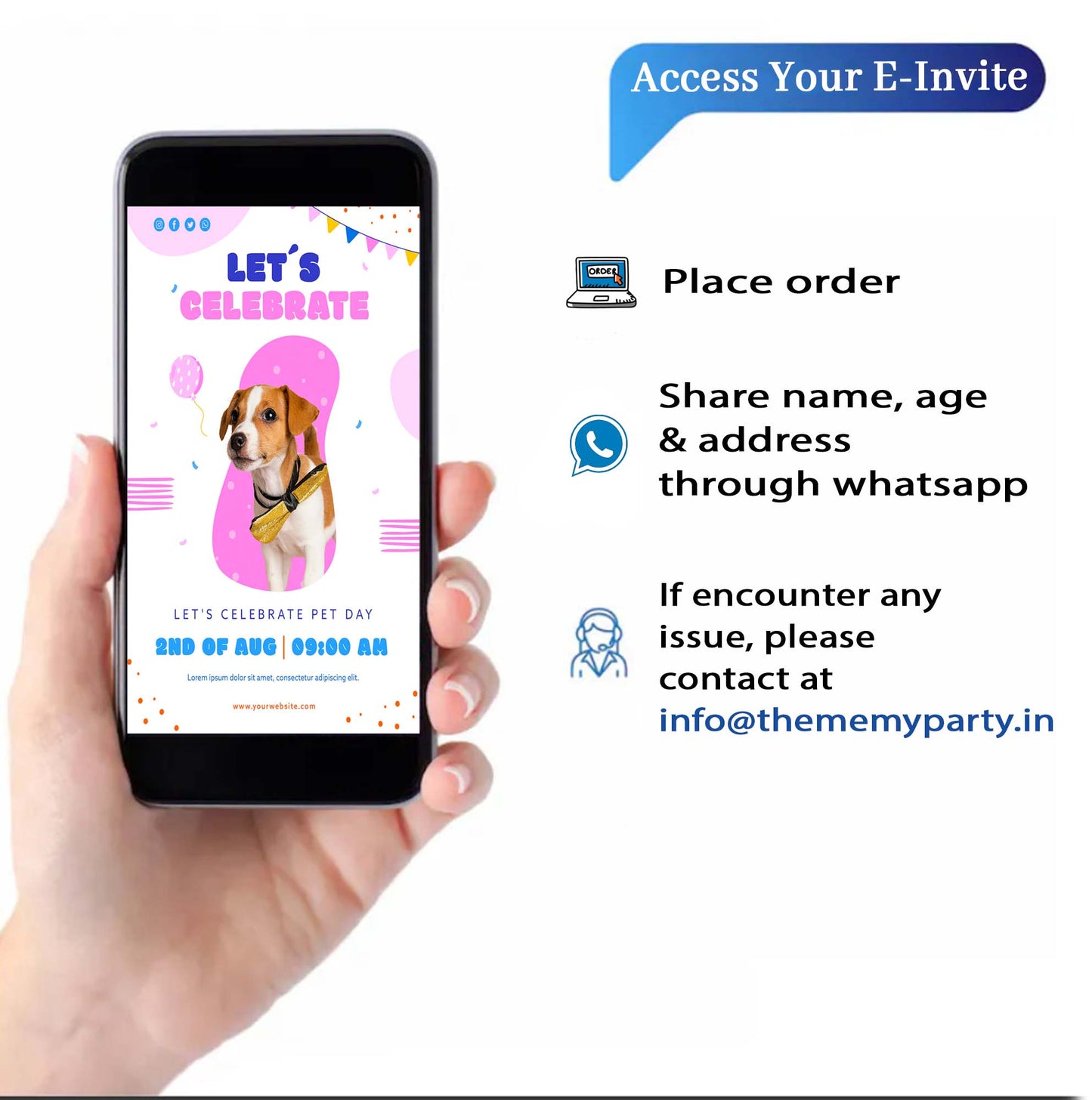 Dog Party Theme Invitation for Birthday