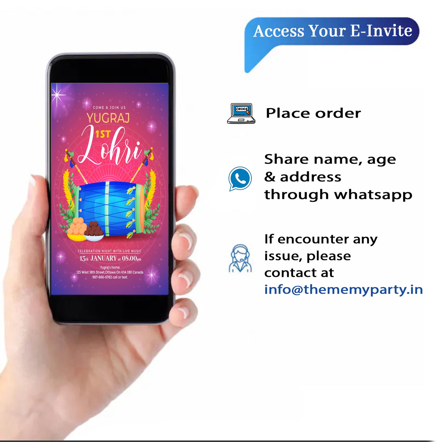 Lohri Theme Invitation for Birthday