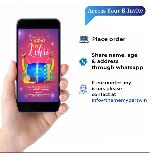 Lohri Theme Invitation for Birthday